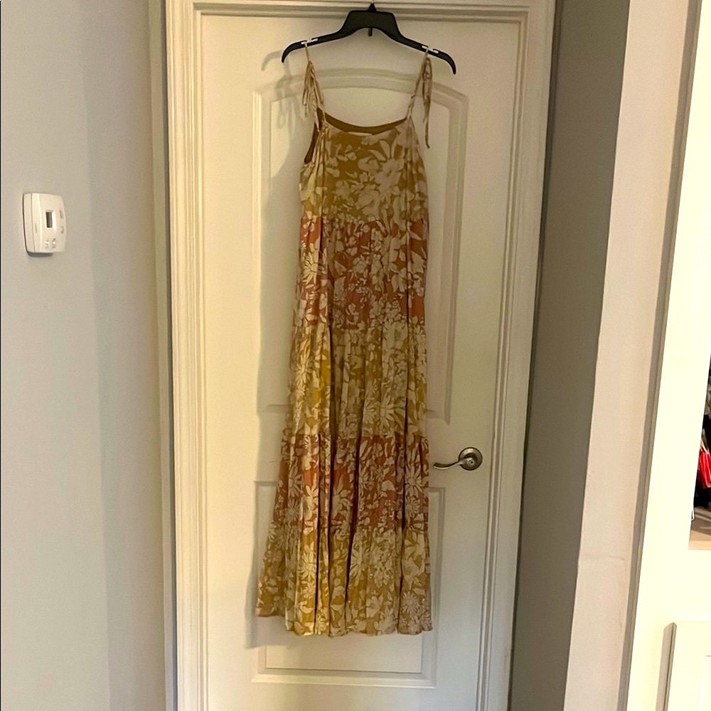 By Together Tan and mauve Sleeveless  floral maxi Sundress Like New